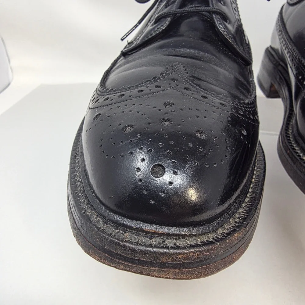 Hanover Wingtip Oxford Shoes Mens 9 D/B MasterFlex Black Leather Brogue USA Good